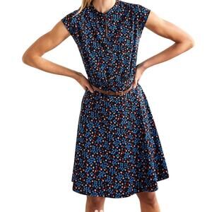 Boden 14 Easy Jersey cap sleeve floral shirt dress D3 3149